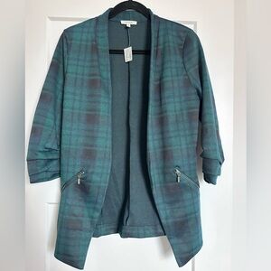 Maurice’s Ever Go Green Plaid Open-Front Jacket